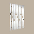 Modern geometric mirror panel decor with sleek vertical lines and abstract styling.