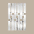 Decorative wall art composed of staggered mirrored panels in a clean contemporary layout.