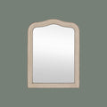 Elegant grey framed mirror with a gently shaped top and subtle vintage-inspired distressing.