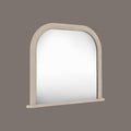 Classic arched wall mirror in a distressed grey finish with refined beaded edging.
