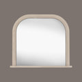 Elegant grey framed arch mirror with subtle vintage distressing and delicate border detailing.