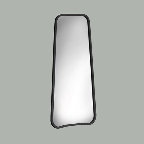 Statement floor mirror featuring a rounded silhouette and refined dark edging for clean, contemporary appeal.