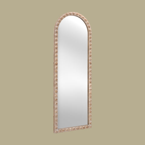 Rowan arch leaner mirror full length wooden frame neutral background