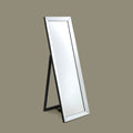 Full-length standing mirror with precision bevelled edges.