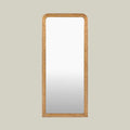 Traditional gold leaner mirror featuring an intricately carved frame with elegant decorative detailing and softly rounded corners.